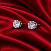 Luxury 925 Sterling Silver Sparkling Round Shape Stud Earrings