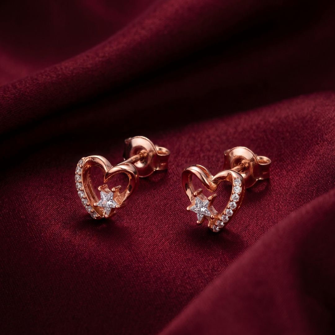 Premium 925 Sterling Silver Heart Shape Stud Earrings for Women