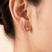 Premium 925 Sterling Silver Heart Shape Stud Earrings for Women