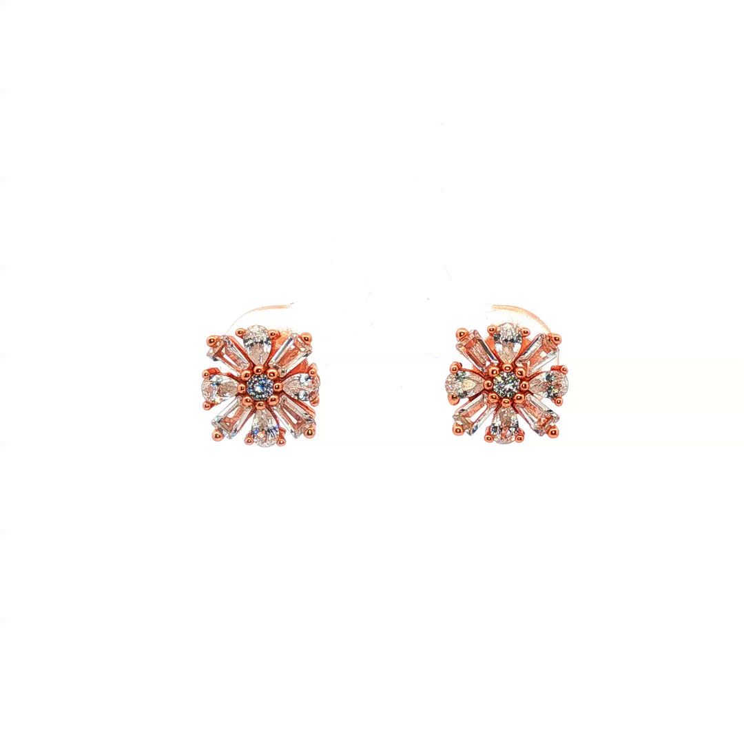 Premium 925 Sterling Silver Floral Stud Earrings for Women