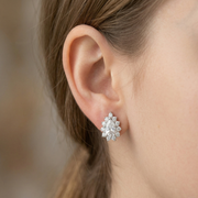 Luxury 925 Sterling Silver Sparkling Pear Shape Stud Earrings