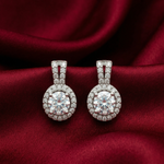 Load image into Gallery viewer, Luxury 925 Sterling Silver Sparkling Cluster Round Diamond Stud Earrings &amp; Pearl Chain Necklace Combo