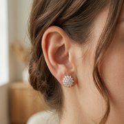 Solitaire Nakshatram Floral 925 Silver Stud Earrings