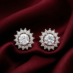 Load image into Gallery viewer, Elegant 925 Sterling Silver Halo Stud Earrings with Brilliant Cut Stones
