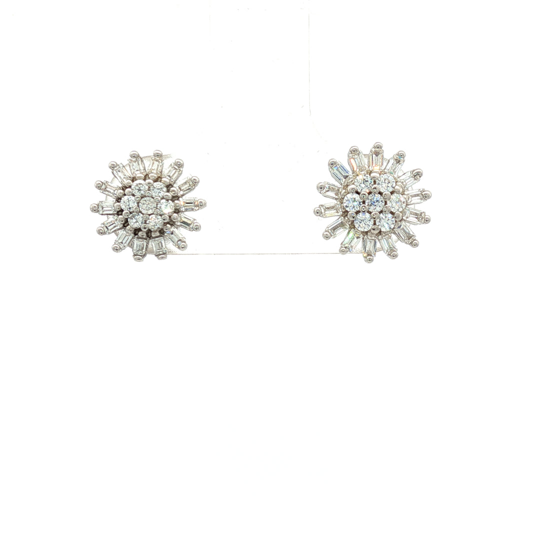 Solitaire Nakshatram floral 925 Silver Stud Earrings