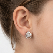 Solitaire Nakshatram floral 925 Silver Stud Earrings