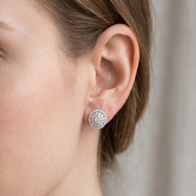 Luxury 925 Sterling Silver Sparkling Round Shape Stud Earrings