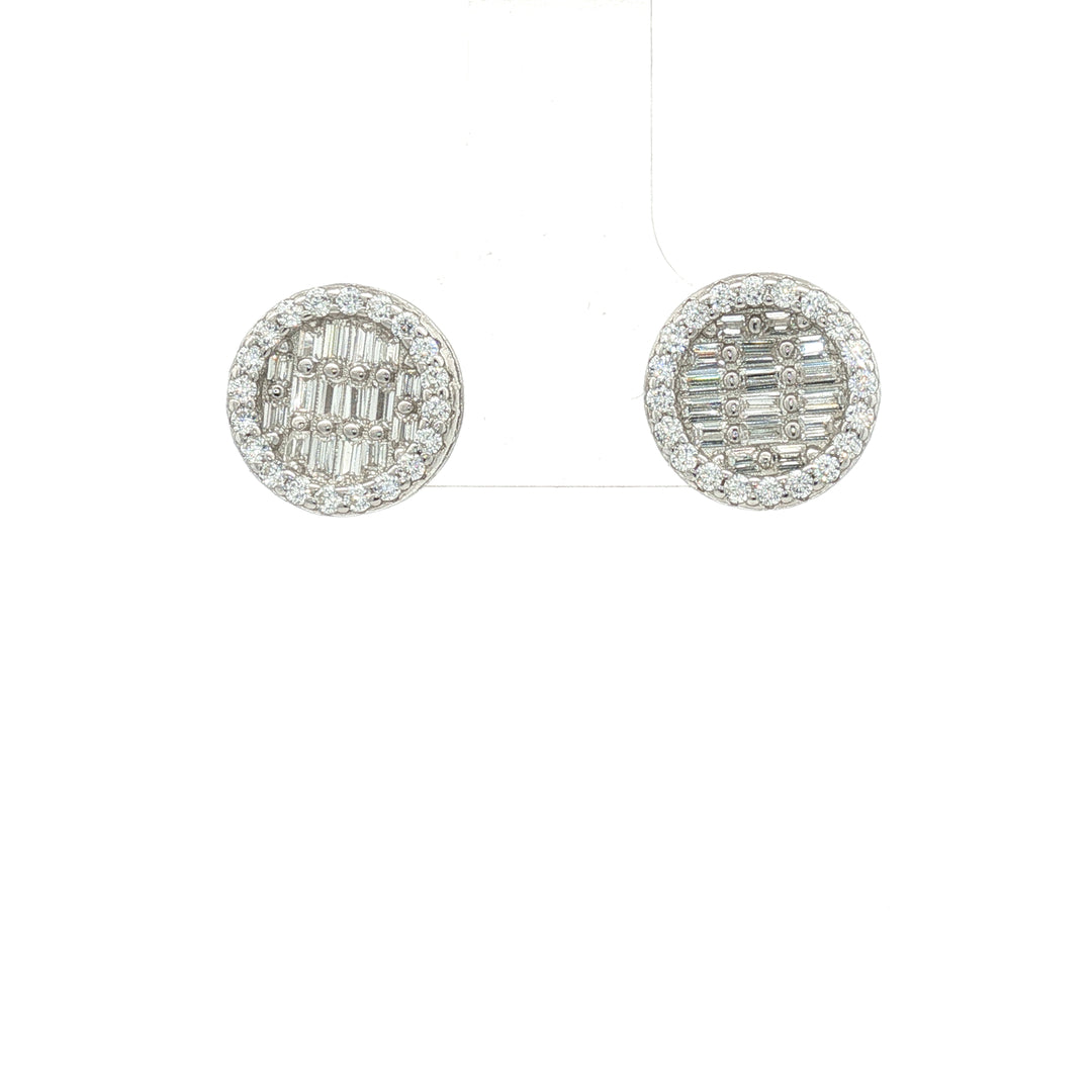 Luxury 925 Sterling Silver Sparkling Round Shape Stud Earrings