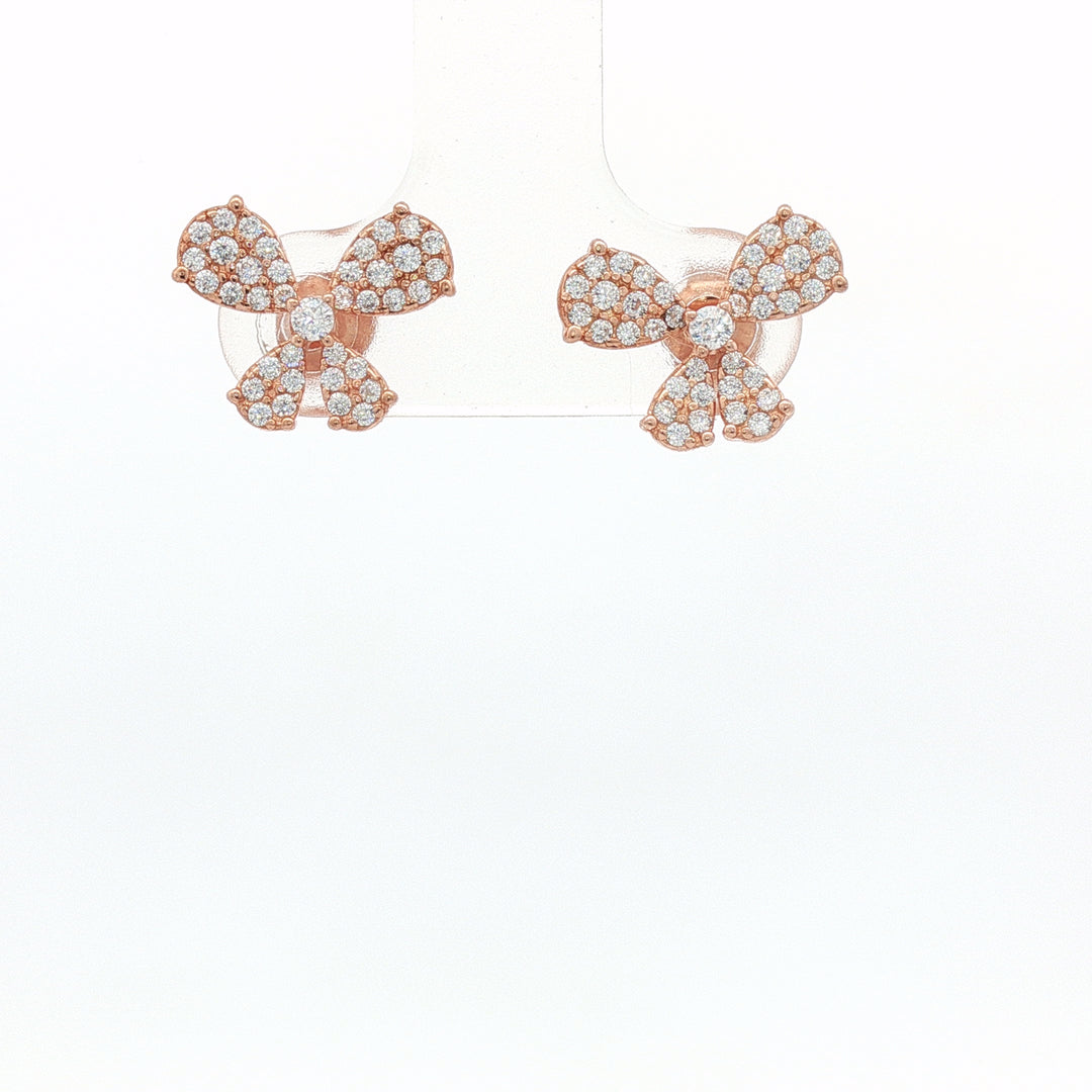 Luxury 925 Sterling Silver Sparkling Butterfly Stud Earrings
