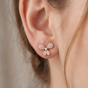 Luxury 925 Sterling Silver Sparkling Butterfly Stud Earrings