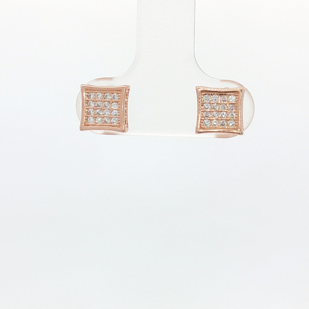 Luxury 925 Sterling Silver Sparkling Squire Shape Stud Earrings