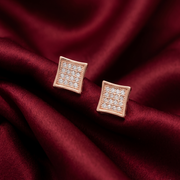 Luxury 925 Sterling Silver Sparkling Squire Shape Stud Earrings Combo