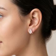 Luxury 925 Sterling Silver Sparkling Pear Shape Stud Earrings