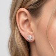 Luxury 925 Sterling Silver Sparkling Round Shape Stud Earrings