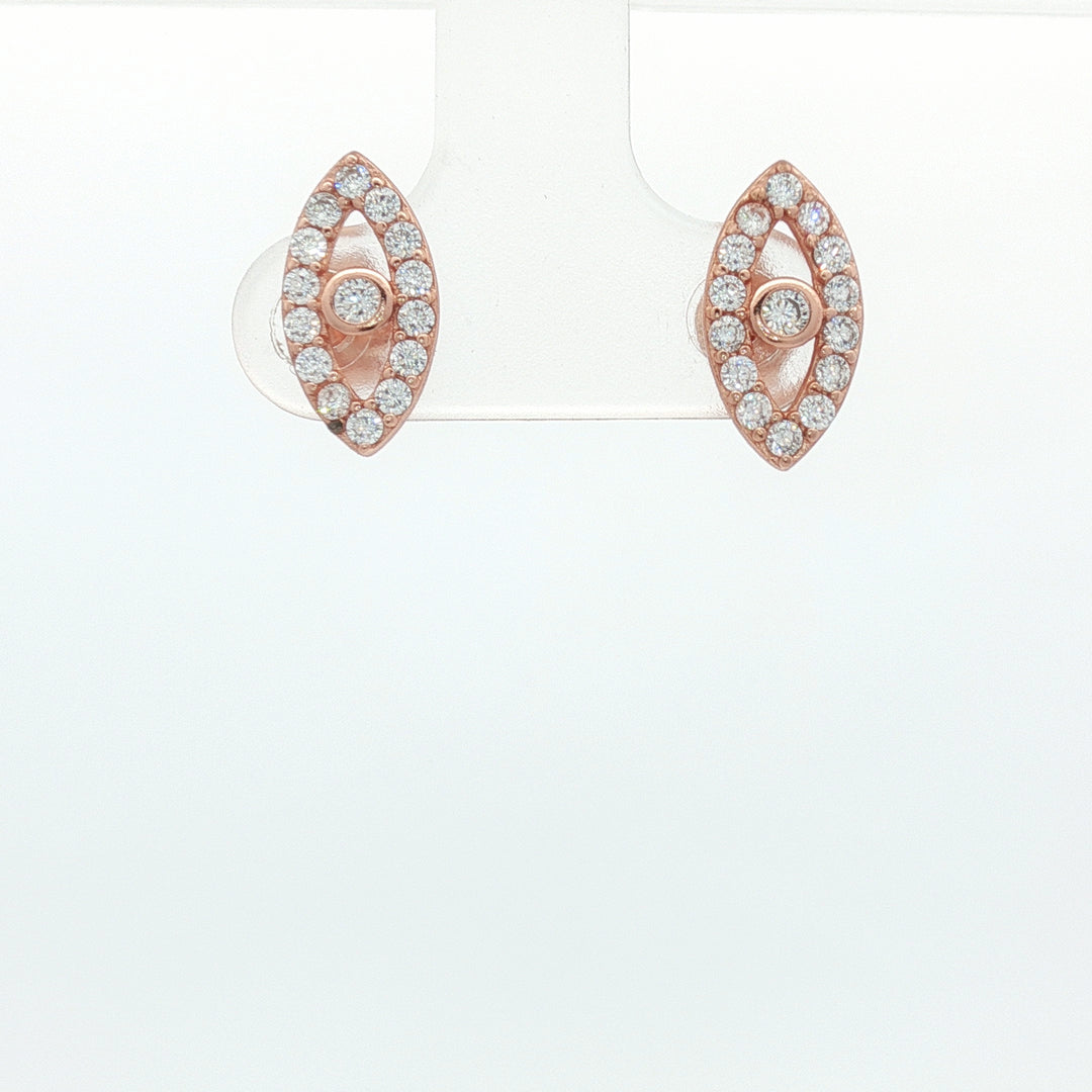 Luxury 925 Sterling Silver Sparkling Evil Eye Stud Earrings