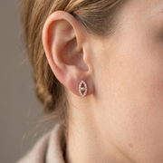 Luxury 925 Sterling Silver Sparkling Evil Eye Stud Earrings