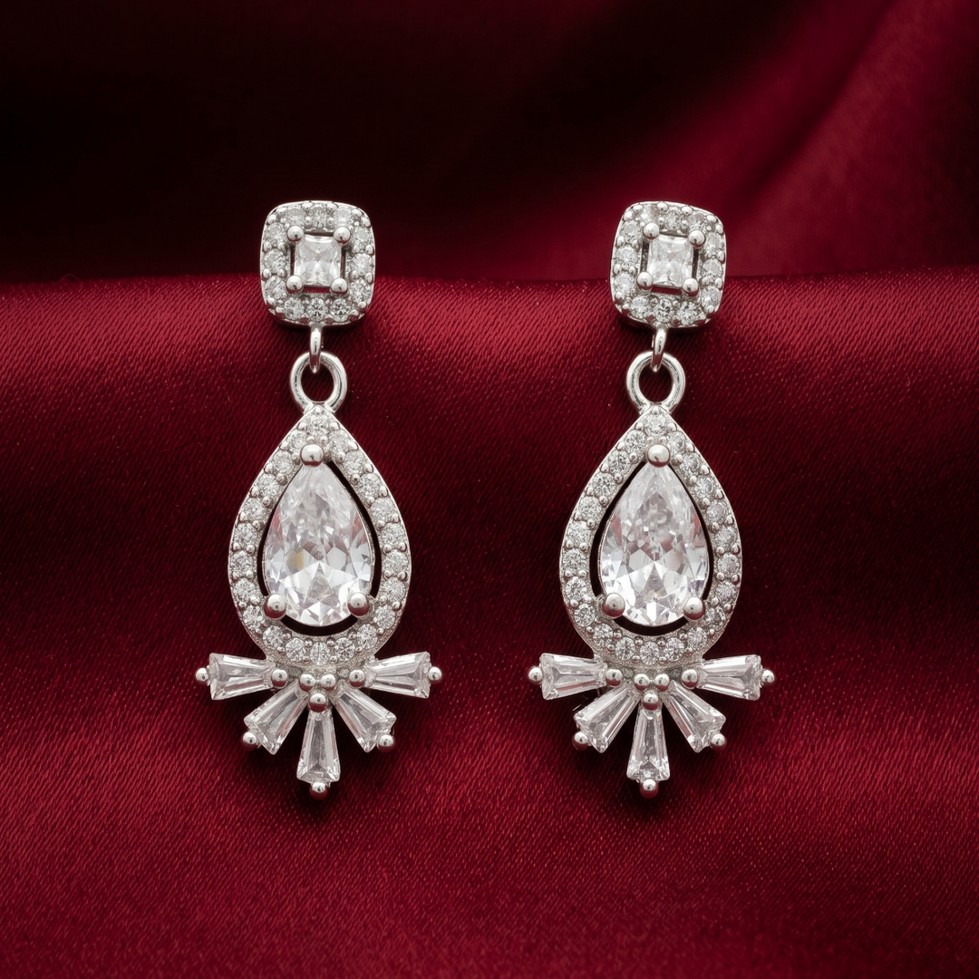 Elegant 925 Sterling Silver Sparkling Dimiond Earrings