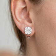 Luxury 925 Sterling Silver Sparkling Round Shape Stud Earrings