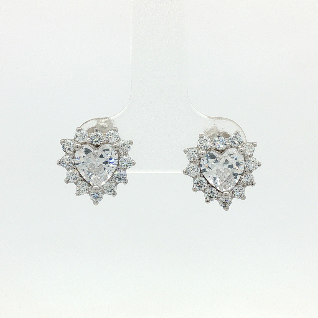 Luxury 925 Sterling Silver Sparkling Floral Stud Earrings