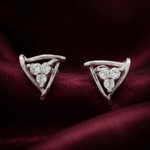 Load image into Gallery viewer, Luxury 925 Sterling Silver Sparkling Tringal Floral Shape Stud Earrings