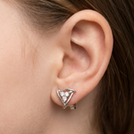 Load image into Gallery viewer, Luxury 925 Sterling Silver Sparkling Tringal Floral Shape Stud Earrings