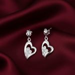 Load image into Gallery viewer, Heart in Heart  925 Sterling Silver Dangling  Earring