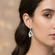 Heart in Heart  925 Sterling Silver Dangling  Earring