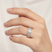 3 row Full Eternity 925 Silver Ring