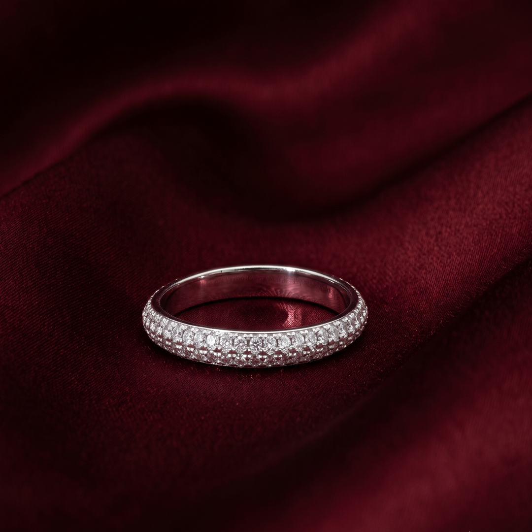 Elegant 925 Sterling Silver Full Eternity Ring with Sparkling Crystal Accents