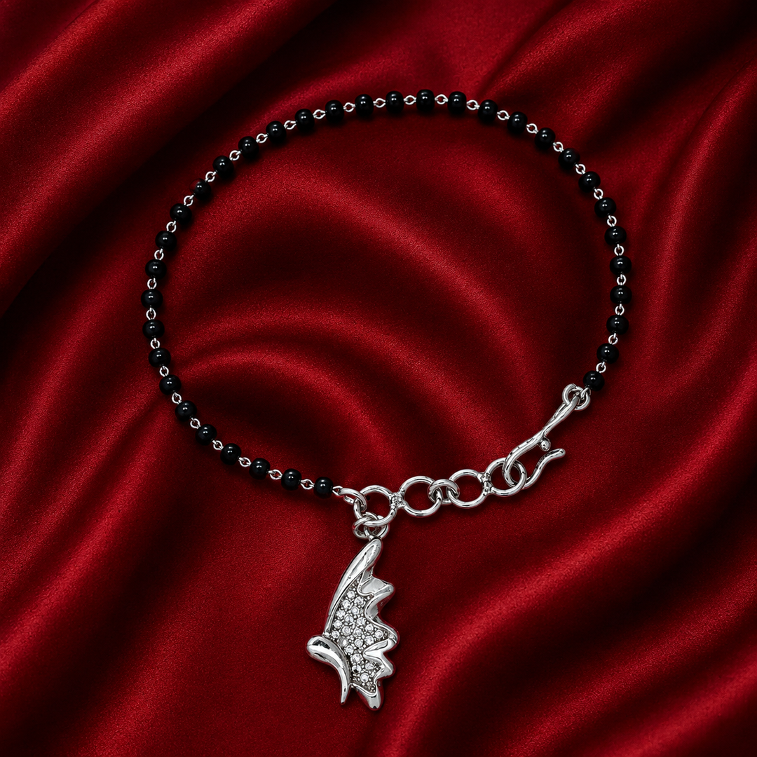 Designer 925 Sterling Silver Hand Mangalsutra For Women 7.5 Inch
