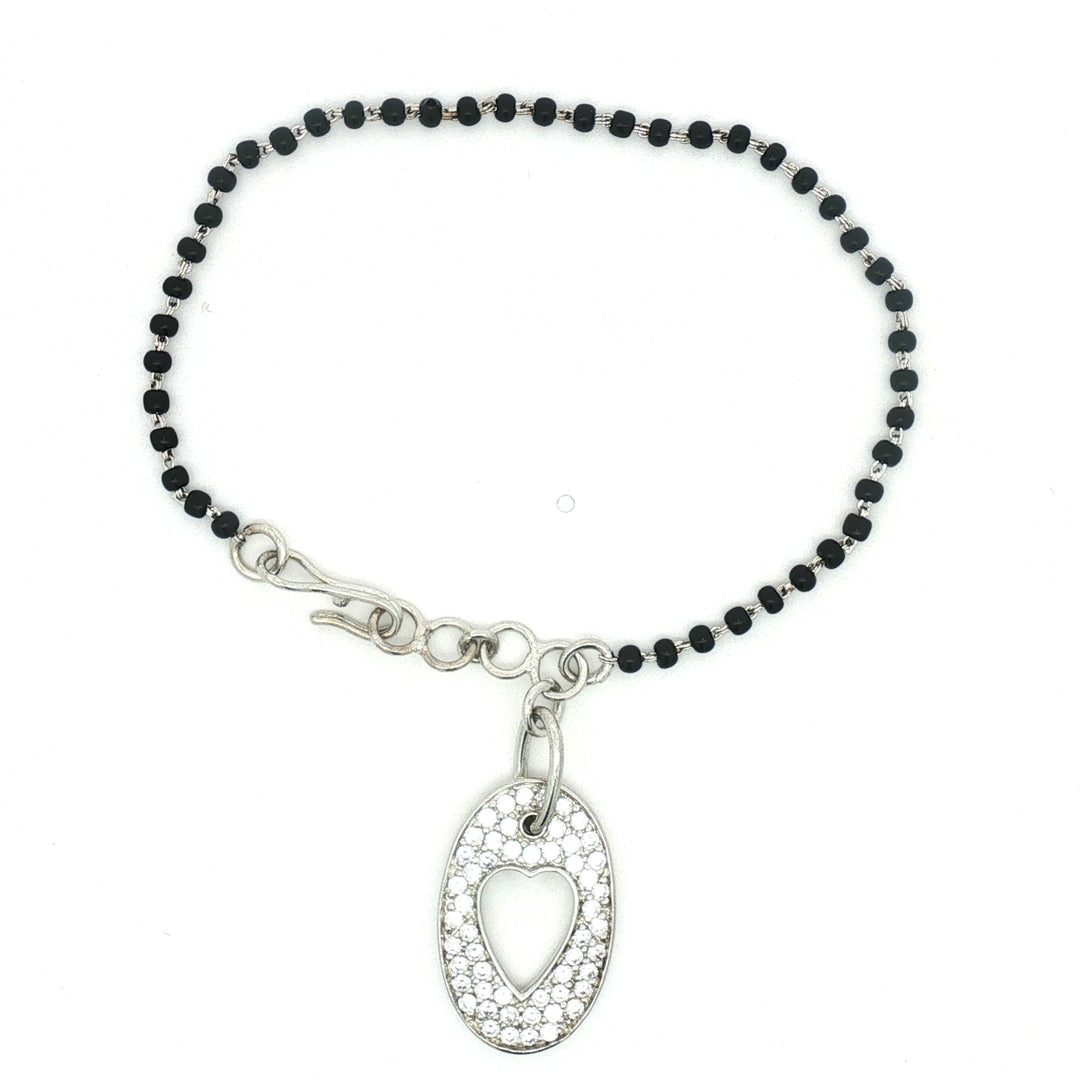 Designer 925 Sterling Silver Heart Hand Mangalsutra For Women 8 Inch