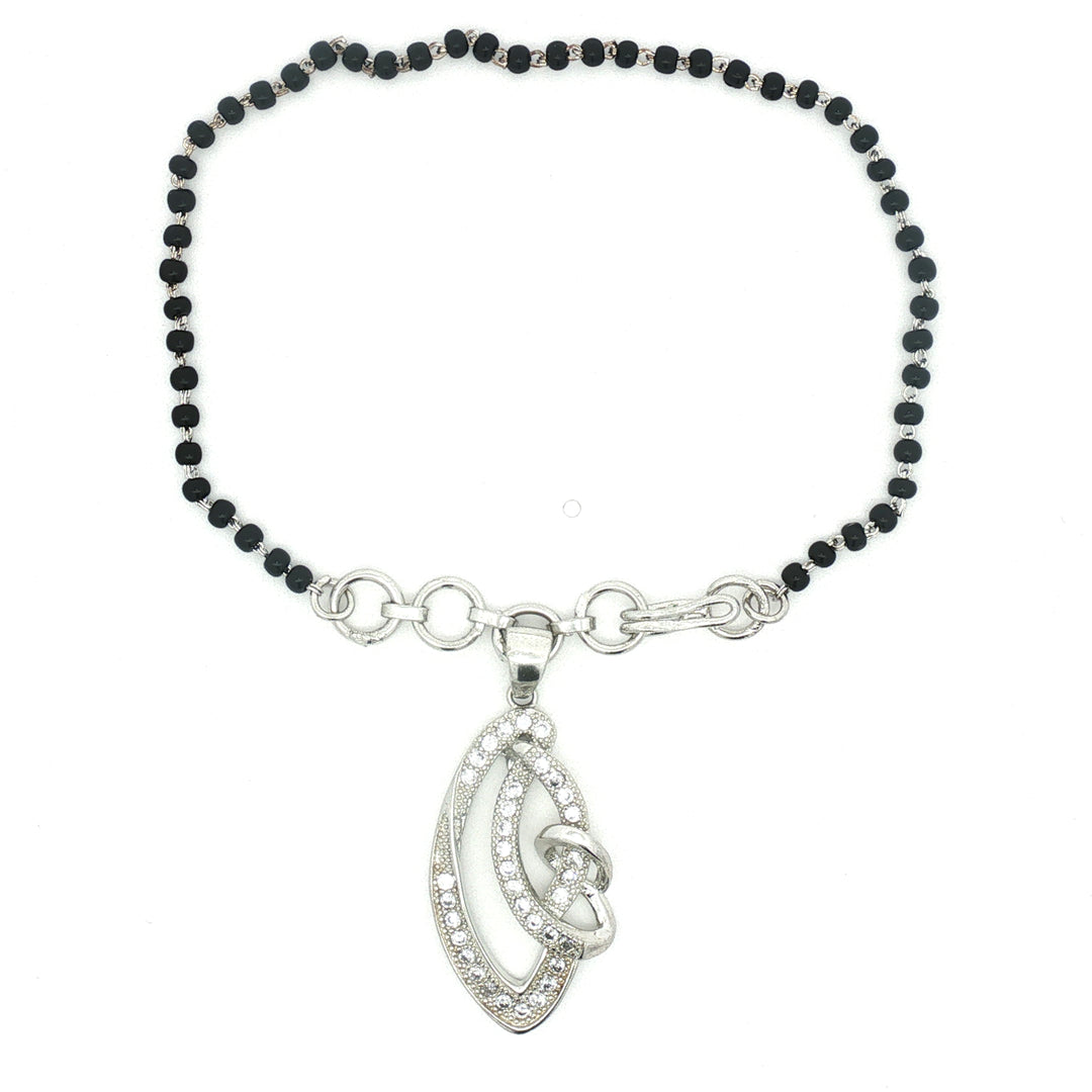 Designer 925 Sterling Silver Hand Mangalsutra For Women 8.5 Inch