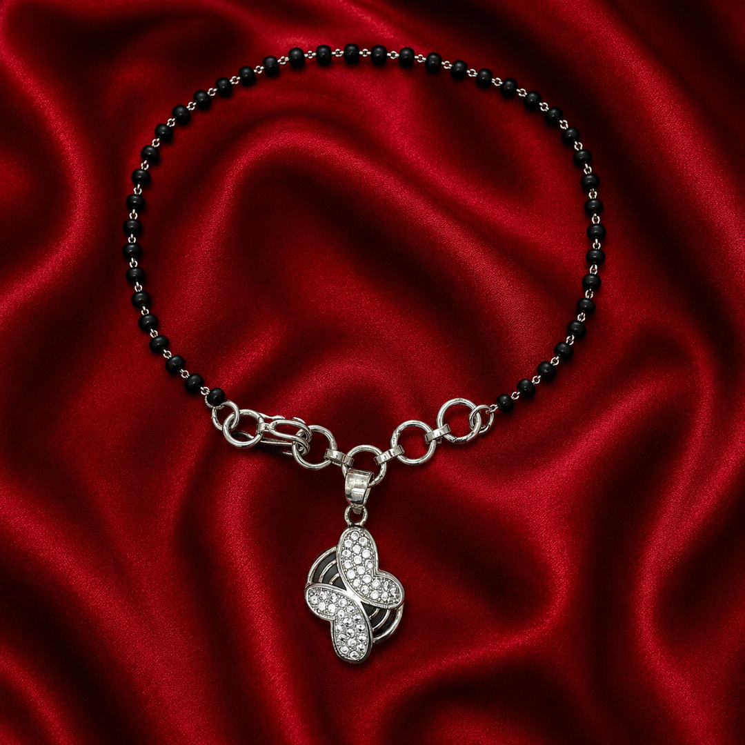 Premium 925 Sterling Silver Butterfly Hand Mangalsutra For Women 8 Inch
