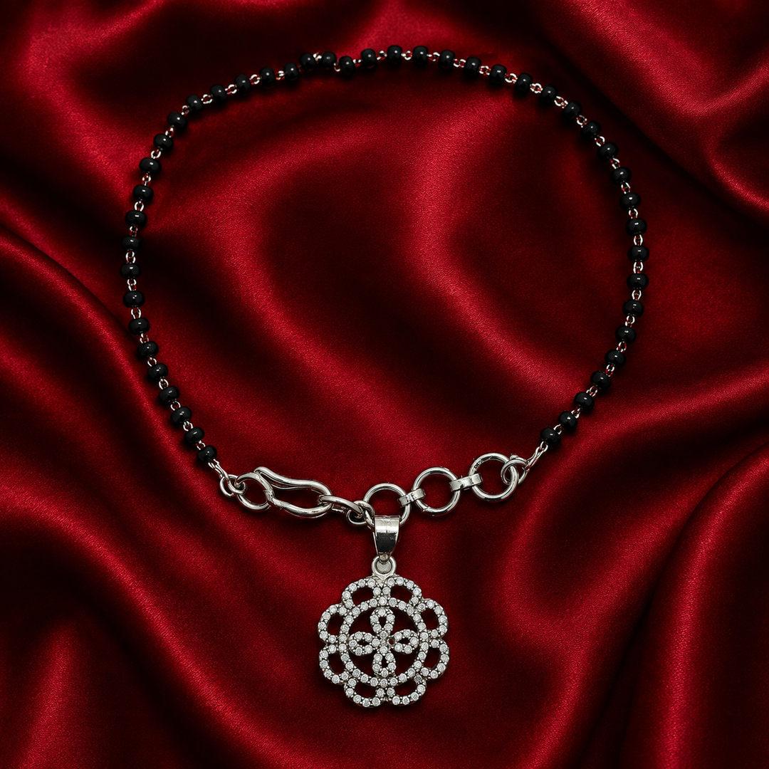 Designer 925 Sterling Silver Hand Mangalsutra For Women 7.5 Inch