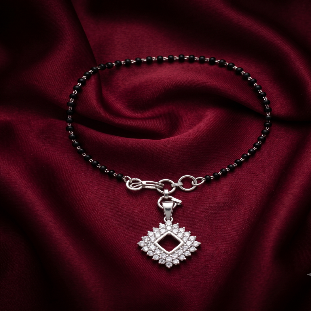 Elegance 925 Sterling Silver Hand Mangalsutra For Women 8.5 Inch