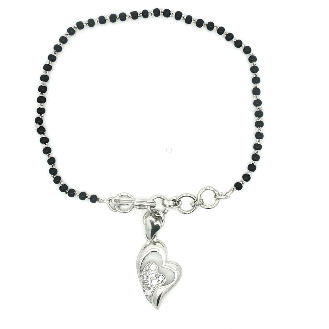Designer 925 Sterling Silver Heart Shape Hand Mangalsutra For Women 9 Inch