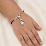 Load image into Gallery viewer, Designer 925 Sterling Silver Heart Shape Hand Mangalsutra For Women 9 Inch