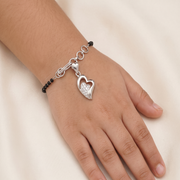 Designer 925 Sterling Silver Heart Shape Hand Mangalsutra For Women 9 Inch