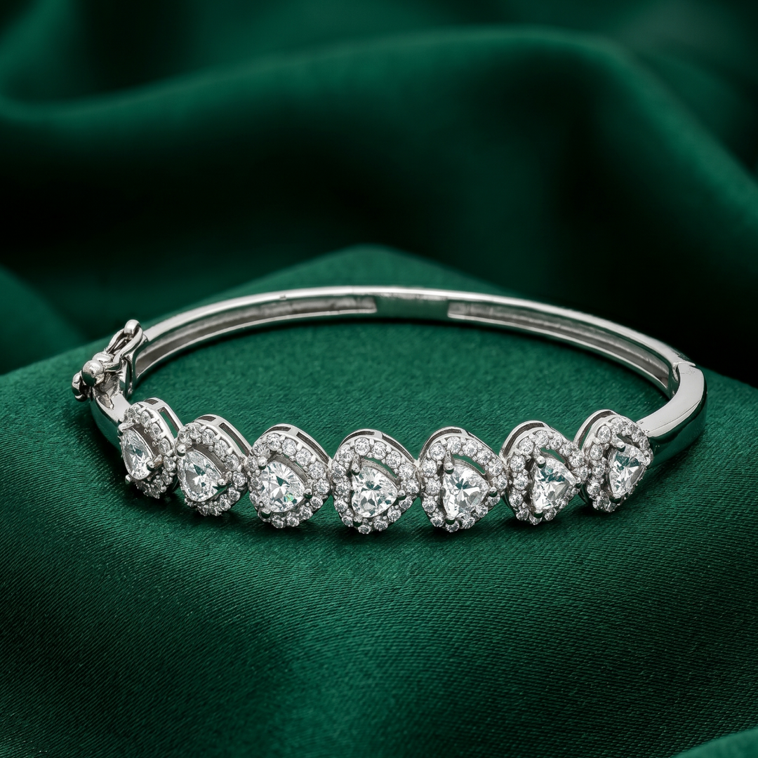 Premium Heart 925 Sterling Silver Bracelet Kada for Women