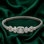 Load image into Gallery viewer, Emerald 925 Sterling Silver Double Row Pave Crystal Bangle Bracelet