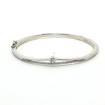 Load image into Gallery viewer, 925 Sterling Silver Double Row Pave Crystal Bangle Bracelet