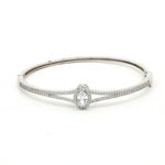 Load image into Gallery viewer, 925 Sterling Silver Double Row Pave Crystal Bangle Bracelet