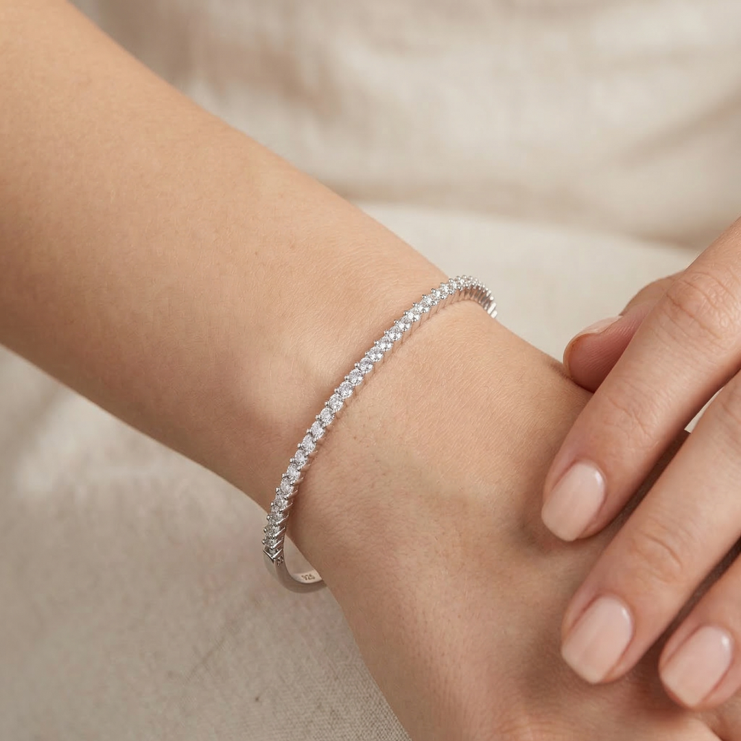 925 Sterling Silver Diamond Style Tennis Bracelet for Women