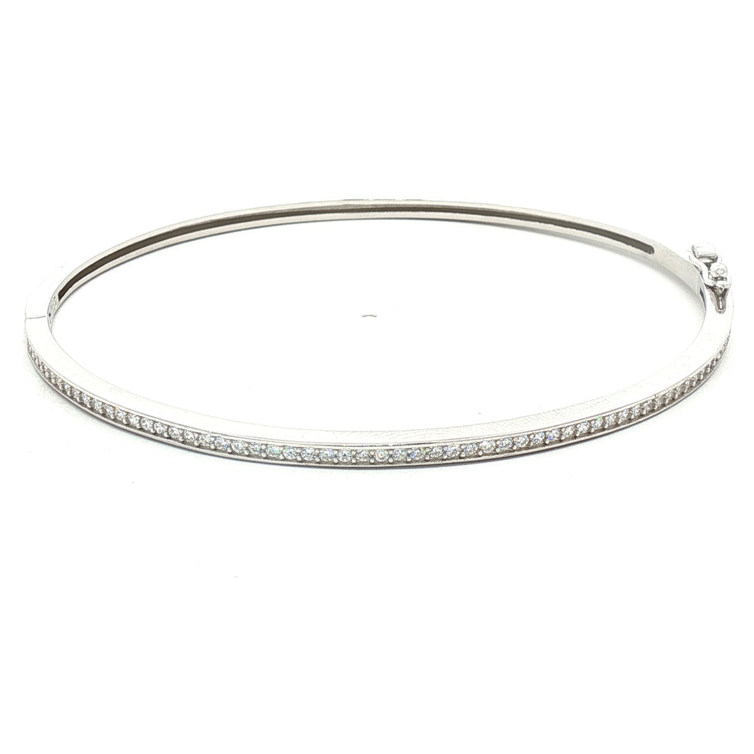 925 Sterling Silver Pave Crystal Bangle Bracelet for Women
