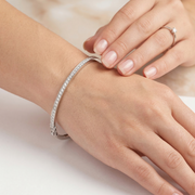 925 Sterling Silver Pave Crystal Bangle Bracelet for Women