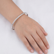 925 Sterling Silver Double Line Crystal Bangle Bracelet