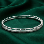 Load image into Gallery viewer, 925 Sterling Silver Double Row Pave Crystal Bangle Bracelet