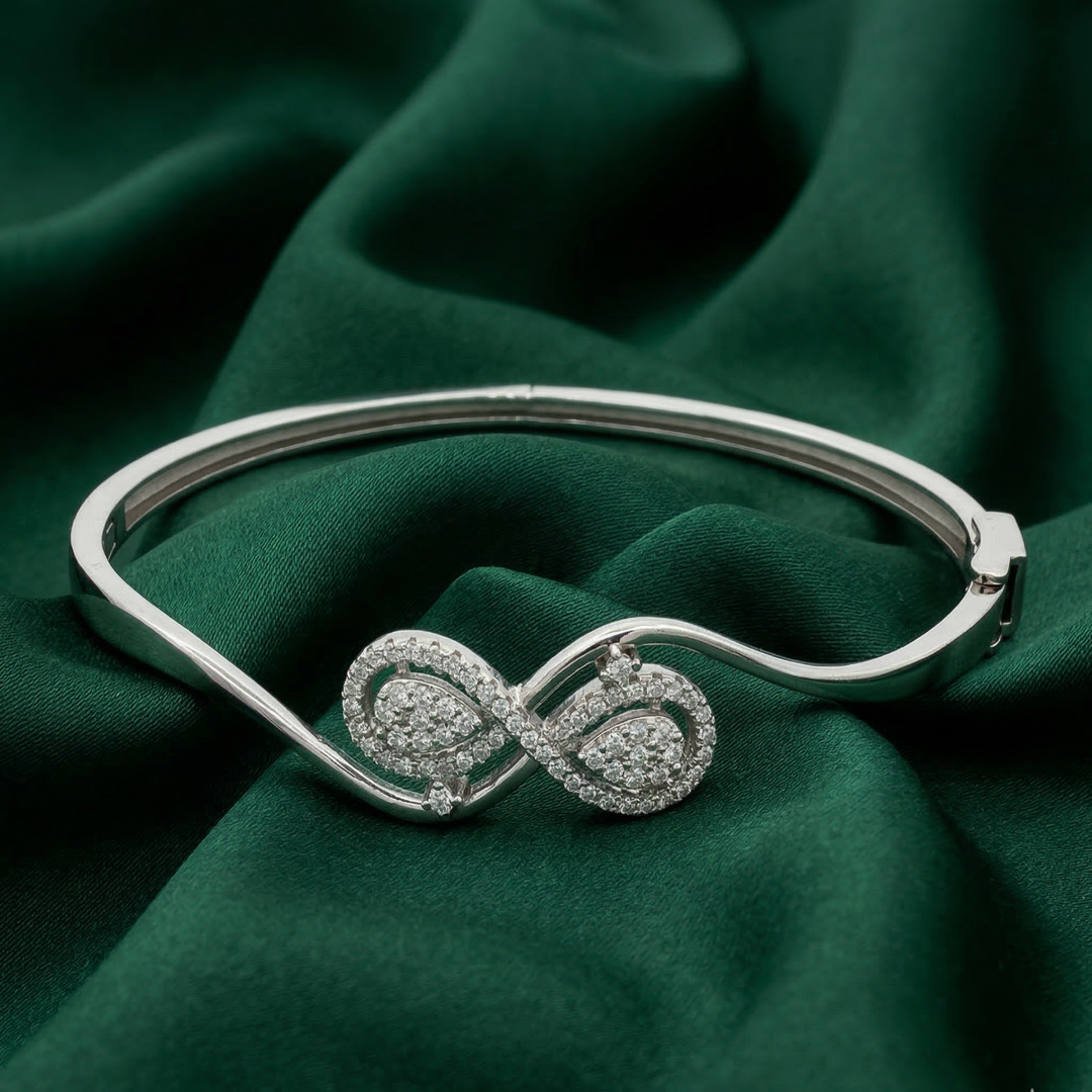 925 Sterling Silver Rhodium Infinity Bracelet