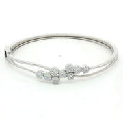 925 Sterling Silver CZ Floral Cluster Kada Bracelet