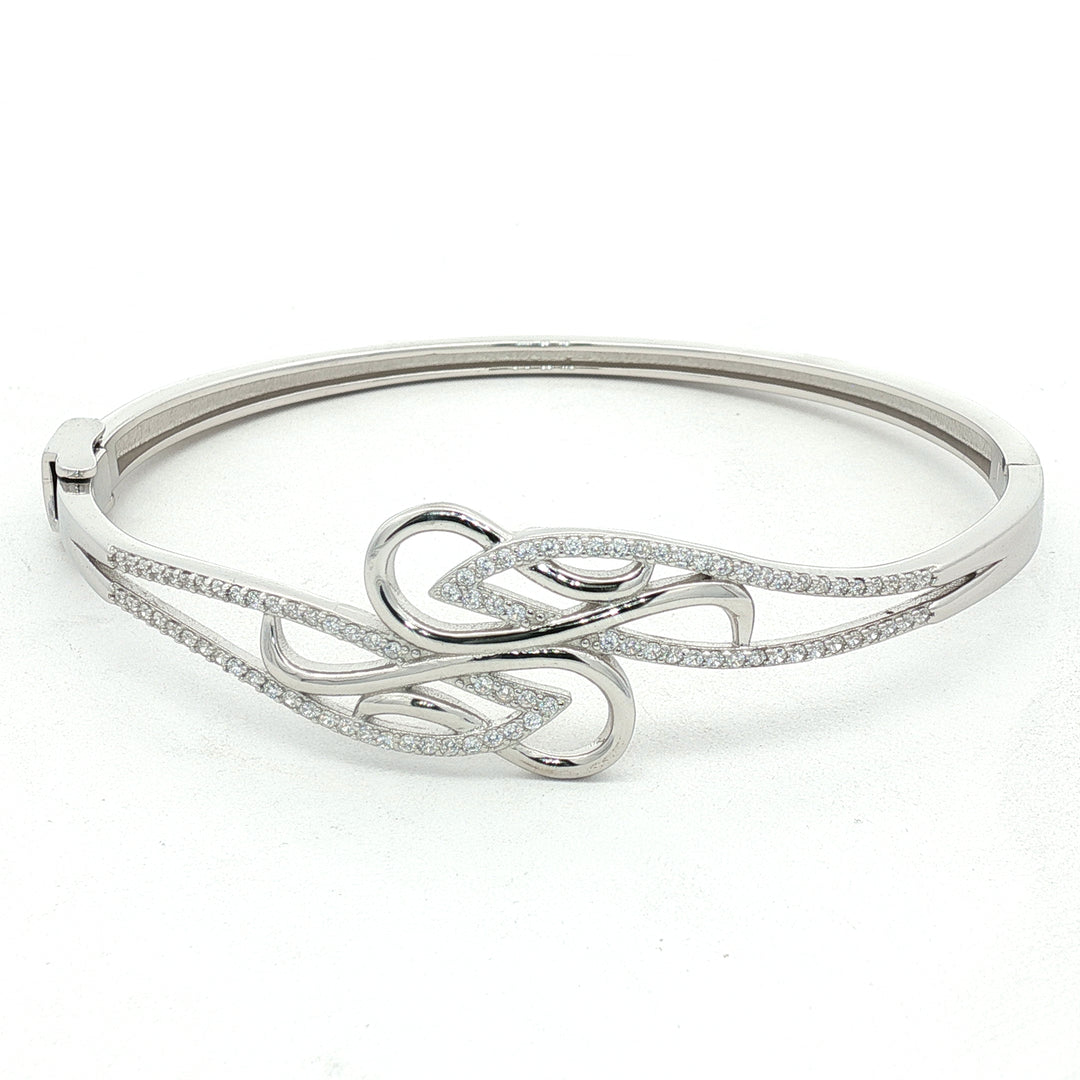 925 Sterling Silver CZ Infinity Twist Kada Bracelet